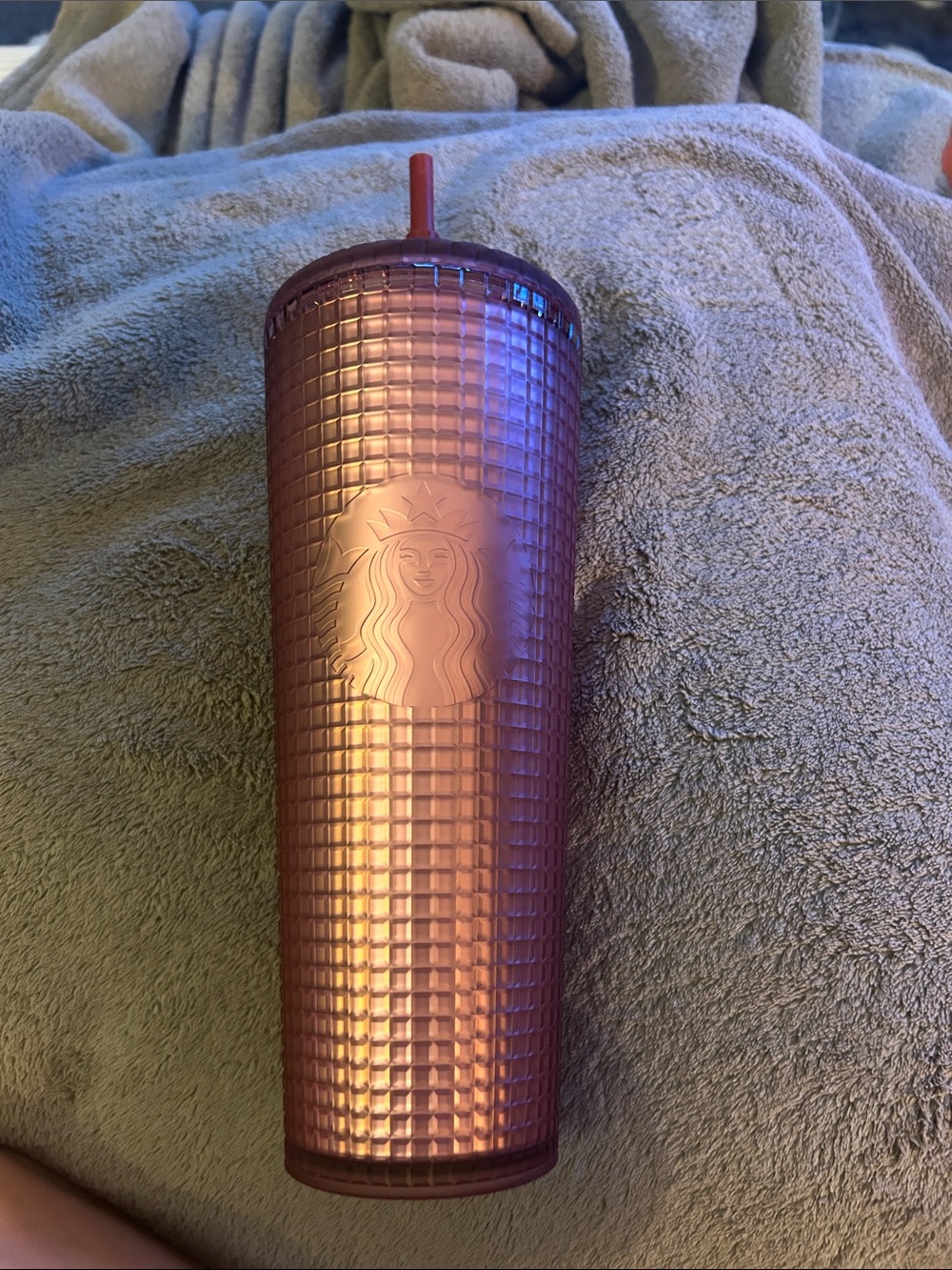 Starbucks Mauve Matte Iridescent Studded Cold Cup with Straw